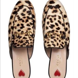 Gucci Princetown Leopard Calf Hair Mules/Slides